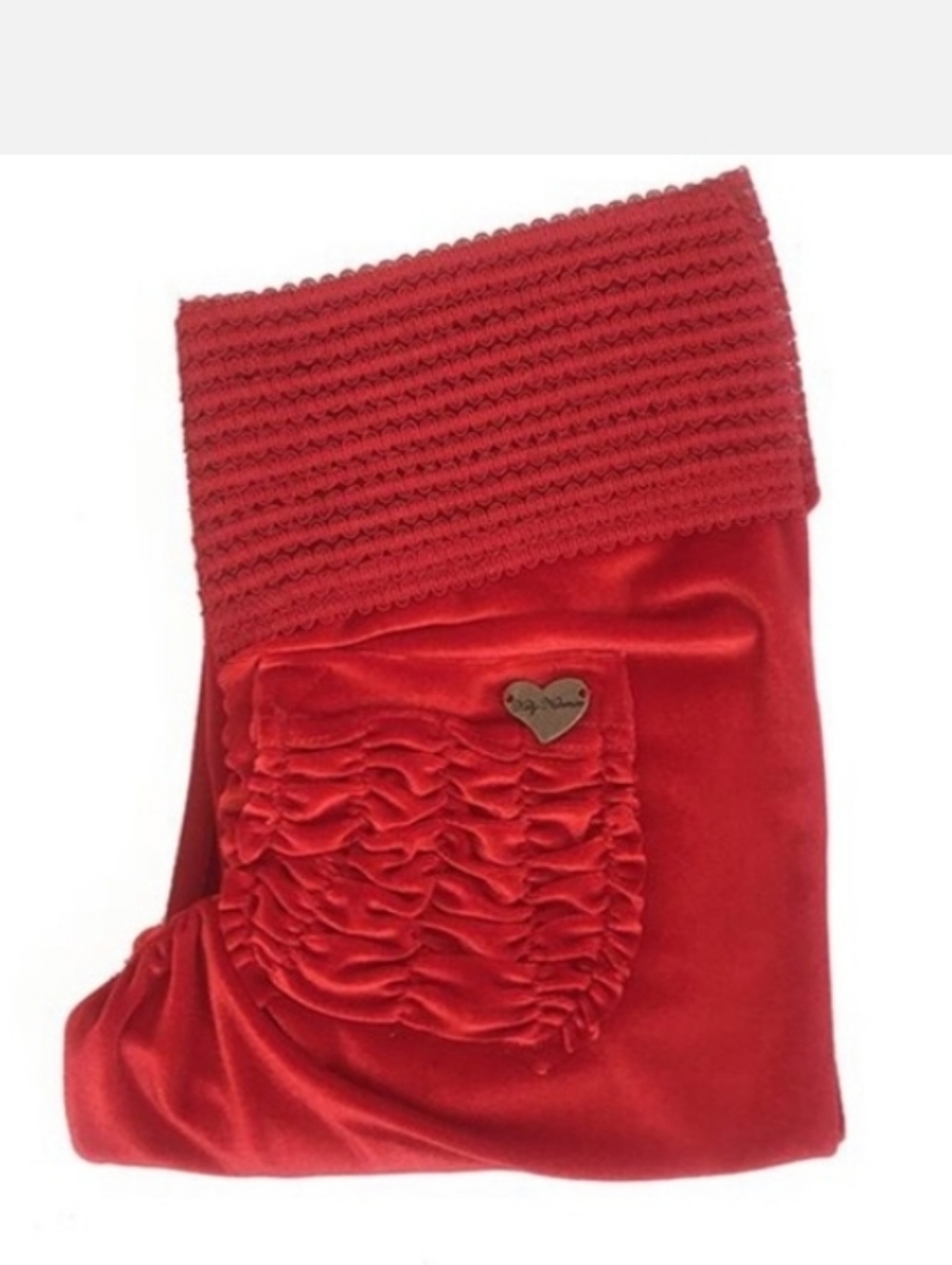 Cute Booty Lounge - Red Velour Leggings with Ruched Back Pocket - Picture 2 of 6